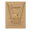 3pcs /set Gold Silver Plated 12 Constellation Horoscope Astrology Necklace for Women Zodiac Letter Symbol Pendent Necklaces Lovers Jewelry Gift With Wishes Card