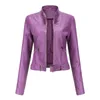 Giacca da donna in pelle da donna Faux 2022 Giacca da donna tinta unita con cintura Cappotto da motociclista con cerniera Giacche casual da donna Primavera Autunno Capispalla