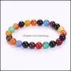 Beaded Strands Armband Jewelrycolorf 8mm Charm Semi ädelsten runda agatpärlor armband för kvinnor män smycken älskar gåva yoga droppe d