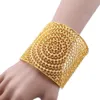 Арабский роскошный золотой цветной манжеты браслеты женщин свободный размер полый цветочный рука браслет для свадебных этнических браслетов