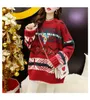 H.SA Mulheres em torno do pescoço de manga comprida tricotada pull jumpers christmas tops oversize inverno mulheres camisola de veado 210417