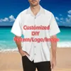 Mäns Casual Shirts Green Leaves Leaf Cuban Shirt Guayabera Camisa Hombre För Man Kläder Kortärmad Tops Drop