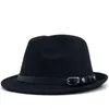 와이드 브림 모자 남자 겨울 가을 화이트 Feminino 신사 모직 homburg 재즈 크기 56-58cm에 대한 Fedora 모자를 느꼈다