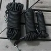 Black Nylon Dog Leash Long Tracking Round Rope Outdoor Walking Training Pet Lead Leashes för medelstora stora hundar 5m / 10m / 15m 210712