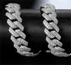 20 mm Diamond Miami Cuban Cuban Choker Naszyjnik Bracelety 14K biały złoto lodowatą lodowatą biżuterię z cyrkonią 7 cali 24 cali łańcuch kubańska 250D