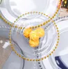 21cm rond de mariage clair verre doré chargeur de chargeur de chargeur Pateaux de verre pour la décoration de la table de mariage DHM38
