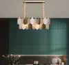 Modern Gold Crystal Glass Rektangel Led Pendant Lampor Belysning i sovrummet för matsal lövdesign Runda ljuskronor Hemlampor