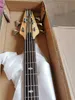 5 Strings Neck-thru-body Red-brown Body Electric Bass Guitar with Chrome Hardware,2 Pickups,Can be customized