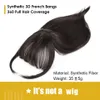 Isaic Dunkelbraun/Schwarze synthetische Fransen-Clip-in-Haarverlängerung, 3D-natürliche Franch-Pony-Hochtemperaturfaser