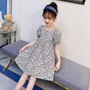 Girl Dress Floral Pattern Party for Girls Big Bow Child Casual Style Children's Costumes 210528