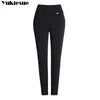 calças pretas elásticas com perneiras magras de cintura alta Leggings espessos de veludo espesso calça de inverno de cintura alta feminina calça de lã Mom 210412