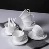 Pires de copo de café europeu com colher conjunto branco caneca de chá jantar Leite Latte Cups Wedding Utensílio Kubek Household Products DF50BD