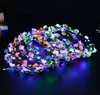 Necklace Flashing LED strings Glow Flower Crown Headbands Light Party Rave Floral Hair Garland Luminous Wreath Wedding Girl kids toy