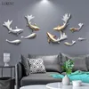 Luz Luxo Living Sala Decoração de Parede Pendurado 3D Peixe Tridimensional Pendurado Decoração Novo Chinês TV Fundo 210414