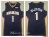 2021 Nieuwe Gestikt Mannen Jeugd Kids Zion 1 Williamson Jerseys Stad Wit Navy Rood College Basketbal Shirts Snelle Verzending Genaaid borduurwerk