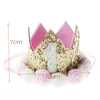 Party Hats Flower Crown Born pannband guld födelsedag tiara för barn huvudbonnar hårband tillbehör gåva