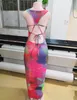 Femme Sexy Bodycon Tank Dress Sans Manches Basic Club Tie Dye Robes Longues Dos Nu S M L XL XXL