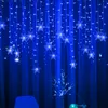 LED Curtain Snowflake String Lights Wave Fairy Light Holiday Party Christmas Decoration z 8 trybami Nowy Rok Dekoracji