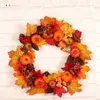 Juldekor Pumpkin Harvest Silk Fall Framt Door Wreath Outdoor Halloween Thanksgiving Y0901