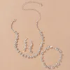 Smycken sätter kvinnor silverguldpläterad bling brud silver diamant inlagd halsband örhänge armband tre bit n55676277136