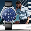 Sinobi Fashion Multifunction Mens Wrist Watches Black Leather Strap Top Luxury Brand Males Business Quartz Watch Montres Hommes Q0524