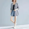 Summer Spring Women's Long Sleeve Casual Plaid Hooded Collar Bottons Jackets Loose Cardigan Shirt Coat Outwear 210514