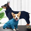 Polar Köpek Hoodies Giysileri Kış Sıcak Katı Köpek Uzun Boyun Yaka Coat Ayarlanabilir Dört Bacaklı Kazak Pet Köpek Tulum Ceket 211007