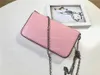 Pochette Felicie envelope-style pouch bag 3 sets chain shoulder crossbody bags Rose Ballerine Pink grained cowhide leather designers Womens