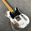 Anpassad butik Jeff Beck Yardbirds Relic White Electric Guitar Ash Body, Vintage Tuners, Black PickGuard