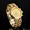 Mulheres Genebra Gold Watch Fashion Cowboy Chain Quartz Rous Watches Ladies Dress Relógio retrô punk luminoso Watchwatch5011180