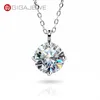 Gigajewe Christmas Pandent 3CT 9mm EF 둥근 컷 목걸이 18K 화이트 골드 도금 925 실버 Moissanite 쥬얼리 GMSN-030