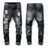 Men Cool Rips Designer Designer dżinsy w trudnej sytuacji, podarty motocyklista Slim Fit Mothed Motorcycle Denim Men S Hip Hop Fashion Man Pants 2021