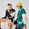 Printemps et automne Hip-Hop Patchwork Emrboid hommes Letterman Baseball Bomber Jacket Uninsex Couple Stadium Coat Street 211126