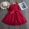 Roupas conjuntos de roupas vestido de renda de garotas primavera outono com a saia princesa coreana nova saia longa do meio e grande infantil