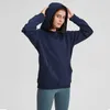 Sport Fitness Hoodies Lu-123 Kvinnor Höst Vinter Fleece Hooded Sweatshirt Solid Gym Outwear Sweat Femme Yoga Sweatshirt Jacket Coat