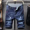 Re-season Thin Denim Shorts Men's Hole Retro Jeans Trendy Fashion Pants Straight Five-point Denims Top Quality Trousers Summer Man