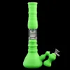 3 layer filtration Glass tube beaker bong water pipe Silicone hookah tobacco smoking for Dry Herb Unbreakable bongs hookahs