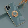 Electroplated magnetic ring phone cases for iPhone 14 13 12 11 pro max XS XR 7/8 plus Samsung S22 Ultra silicone glass cover ring stand with OPP bag