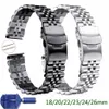 Roestvrijstalen horlogeband 18mm 20mm 22mm 23mm 24mm 26mm horloge riem zijde glanzende horlogeband dubbele gesp vervangende armband H0915