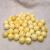 1 Pcs Natural Yellow Ambers Jades Stone Loose Round for Jewelry Making 5-14mm Spacer Beads Diy Women Bracelets Accessories