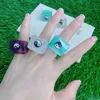 10 pcs 2021 verão transparente yin yang tai chi geométrico quadrado resina anéis acrílicos para mulheres meninas viagem jóias presentes