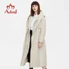 Astrid, chaqueta de Otoño Invierno para mujer, parkas para mujer, abrigo largo cálido, abrigos acolchados con cinturón, abrigos con capucha para mujer, prendas de vestir exteriores 211008