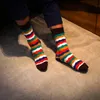 Men's Socks 1 Pair Male Cotton Colorful Striped Jacquard Art Hit Color Dot Long Happy Dress Sock