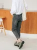 Casual Woman Jeans Spring Stretch Pants Korean-Style Loose Hole Capri-Pants High Waist Ripped jeans 663G 210420
