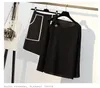 Spring Women Slash Off Shoulder Long T Shirt & Elegant Irregular Hem Skirt Suits Fashion Female Office Work Plus Size Sets 210519