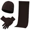 Men's wool sets is thickened to keep warm outdoors Three set of knitted scarf hat gloves