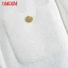 Tangada Femmes Blanc Tweed Crop Blazer Broderie Femme À Manches Longues Vintage Veste Dames Blazer Costumes Formels BE390 210609