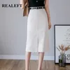 Spring Korean OL Style Wrap Skirts Solid A-Line Midi Front Split Sexy Sheath Belt Office Lady 210428