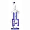 Bong Hookahs Recycler bongs 14.5 pulgadas Altura color Azul Dab Rig Tubería de agua 14 mm Junta con cuarzo Banger o Slide Bowl al por mayor