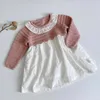 Pastoral Syle Kids Sweaters Sisters Clothes Mathcing Knitted Knit Flowers Dress Baby Girls Rompers Party 211011